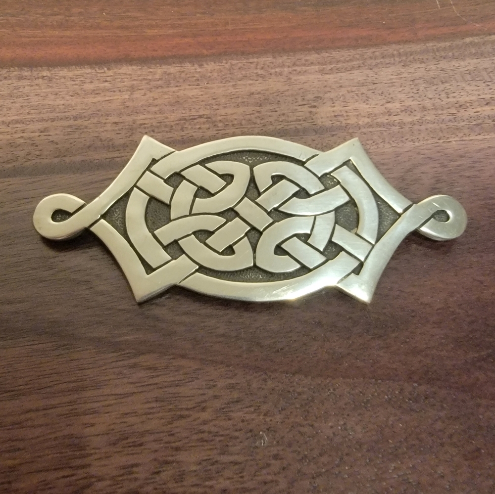 Vintage Ortak Scotland Large Pewter Celtic Brooch
